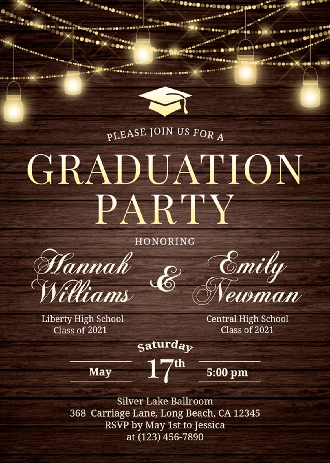 Twin graduation party invitation rustic Twin graduation Etsy