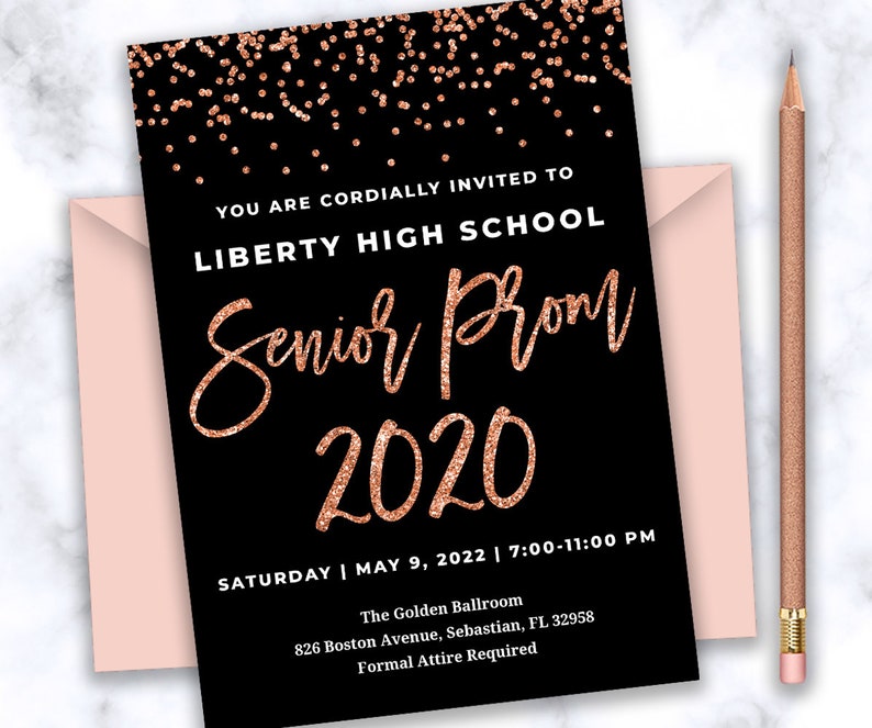 Senior prom invitation 2020 Senior prom invitation black and Etsy