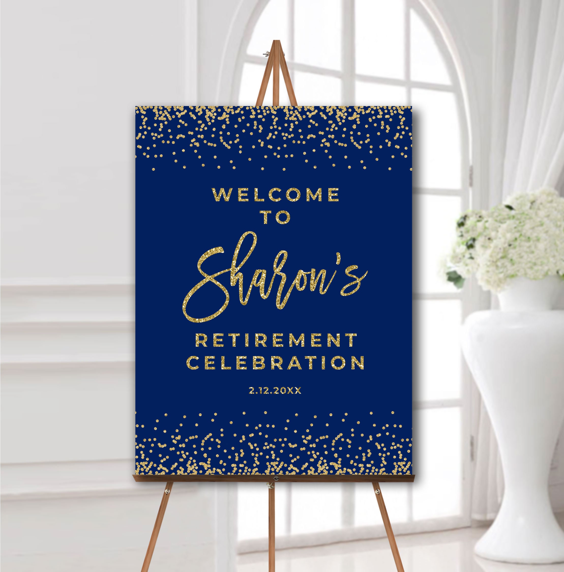 Buy Navy Blue and Gold Retirement Party Welcome Sign, Retirement ...