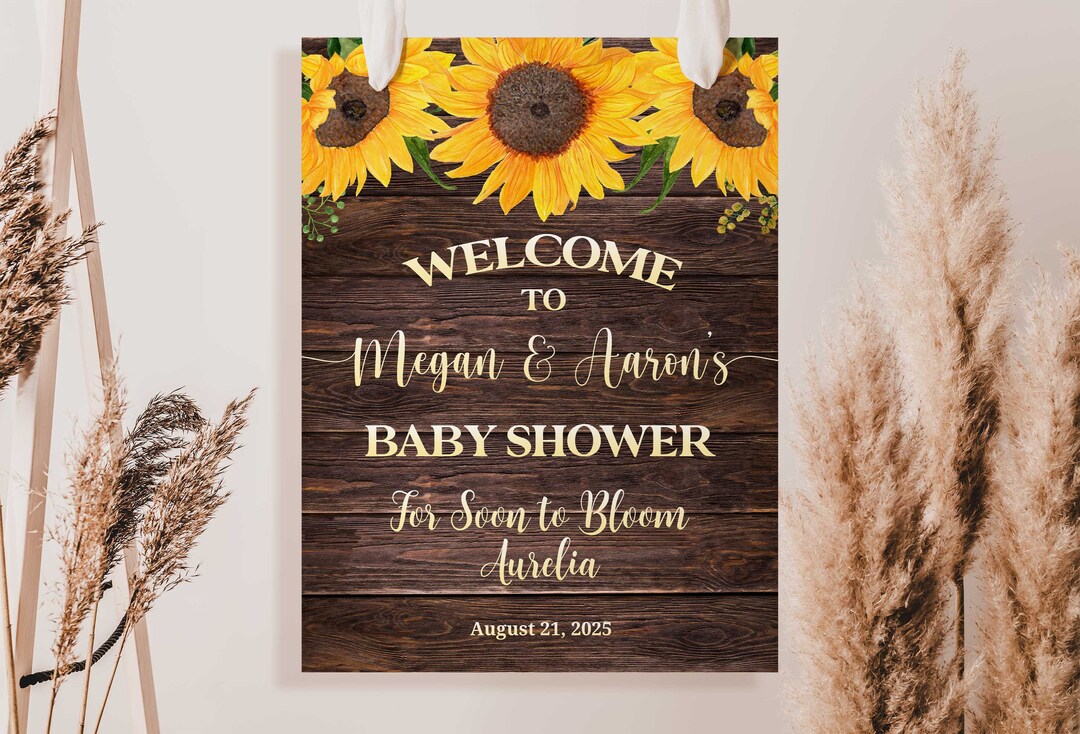 Sunflower Baby Shower Decorations Rustic Baby Shower Baby Shower Sign