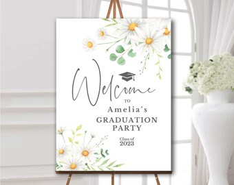 Daisy graduation welcome sign Graduation party welcome poster Daisies sign Graduation decorations 2023 Grad party decor Graduation flowers