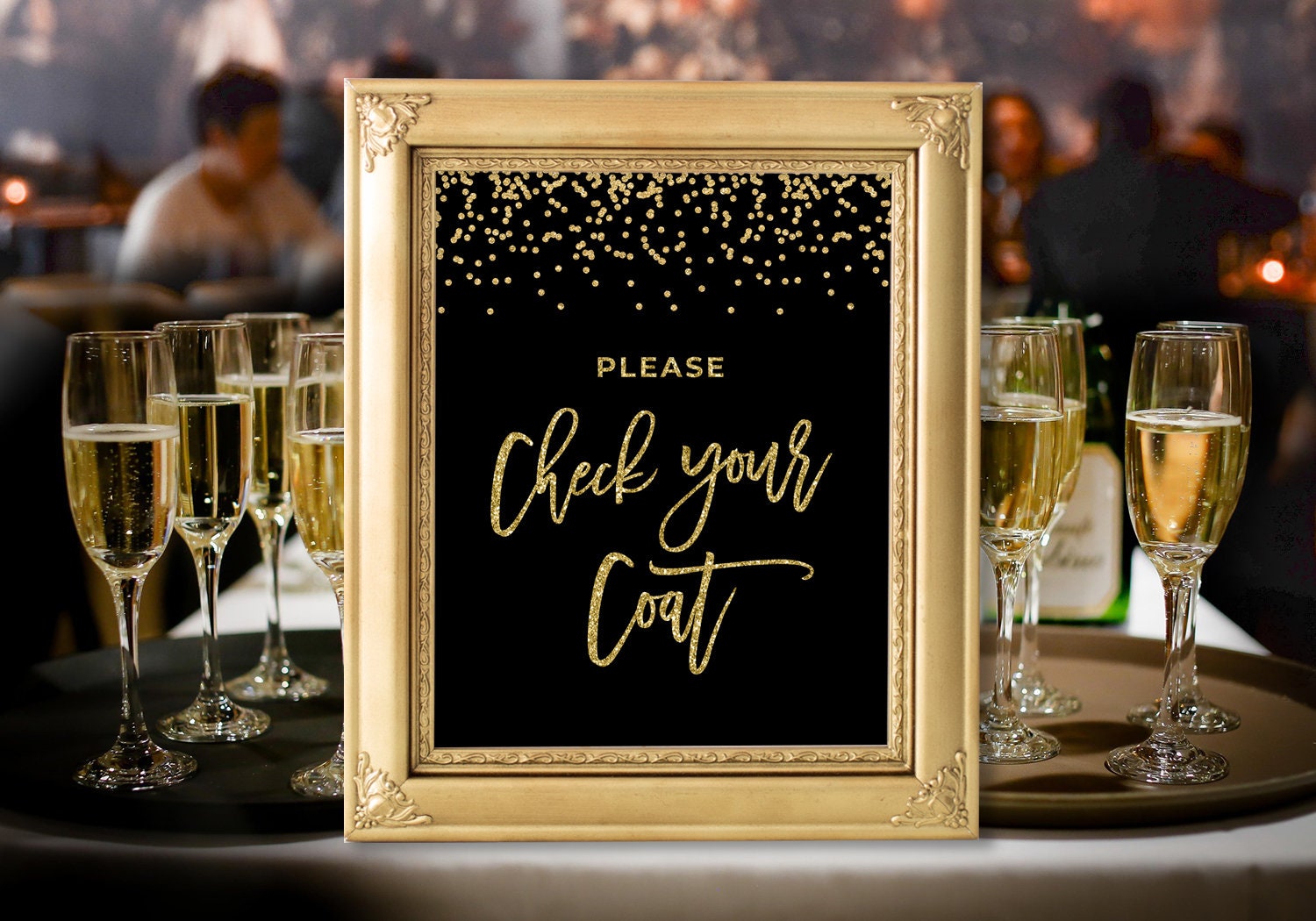 Coat check sign Coat sign Check your coat sign DIGITAL Etsy