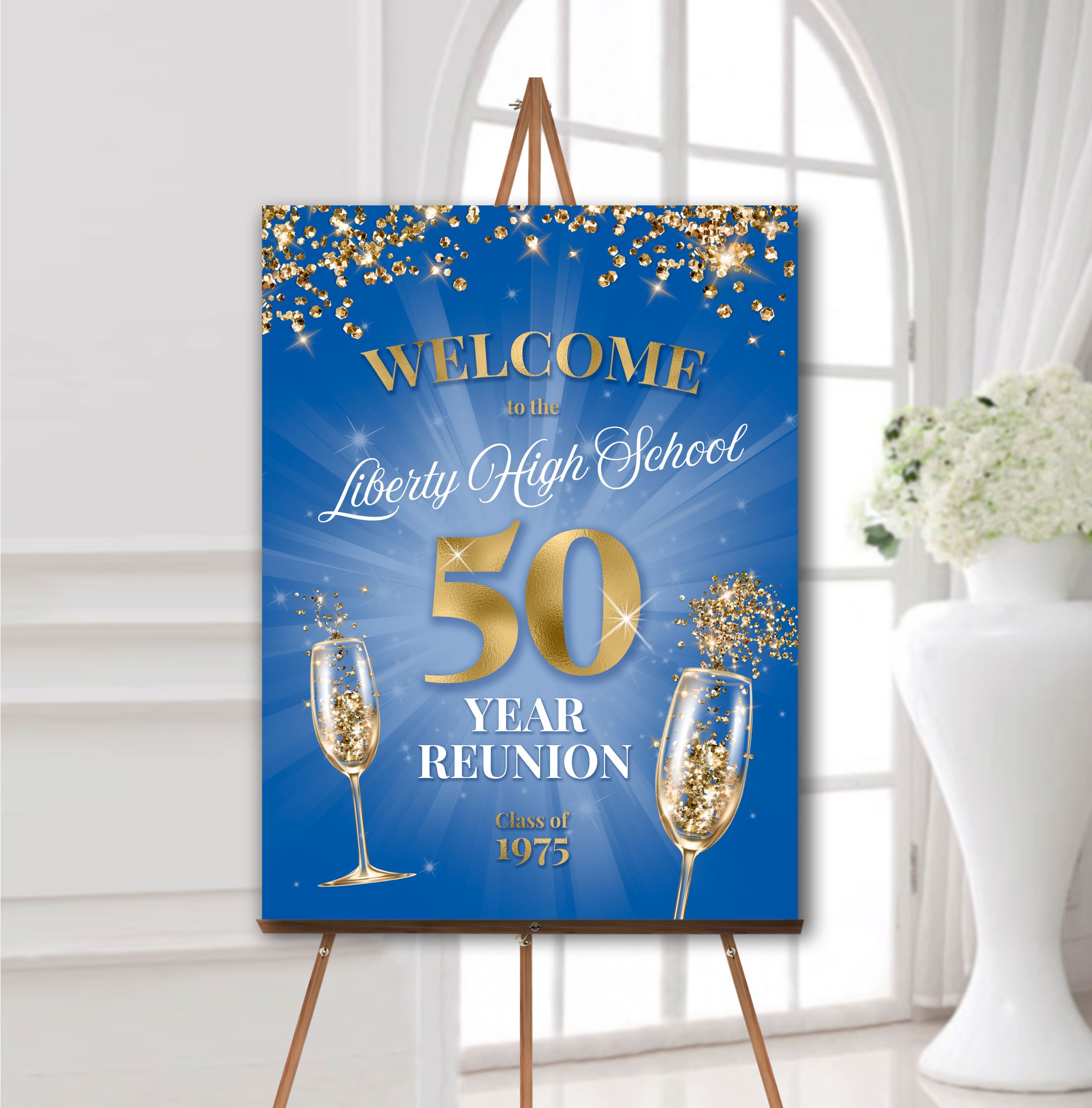 50. Klassentreffen Hintergrund 2,1x1,5m - Schwarz-Gold Dekoration Für Jahrgang 1974