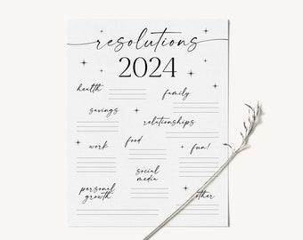 New Years resolution printable 2024