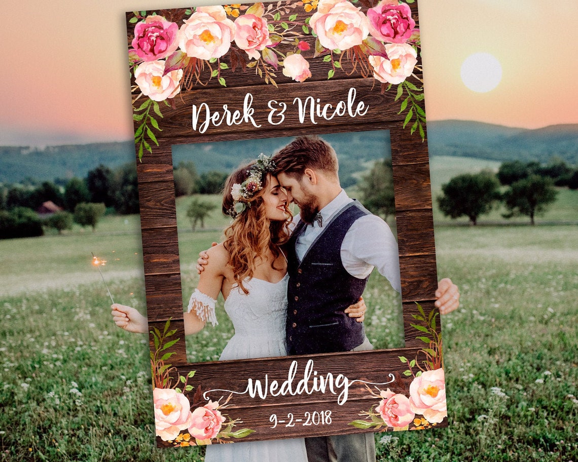 DIGITAL OR PRINTED Wedding photo booth frame rustic floral Etsy