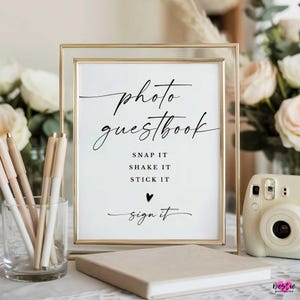 写真入りゲストブックサイン、モダンなウェディングデコレーション（デジタルダウンロード）