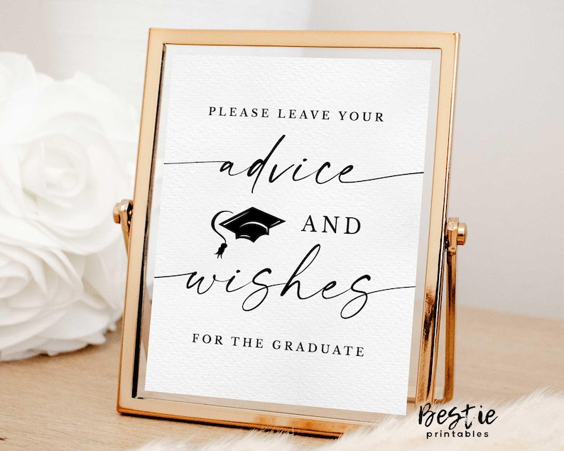 Advice and Wishes for the Graduate Sign With Cards, Minimalist Theme ...