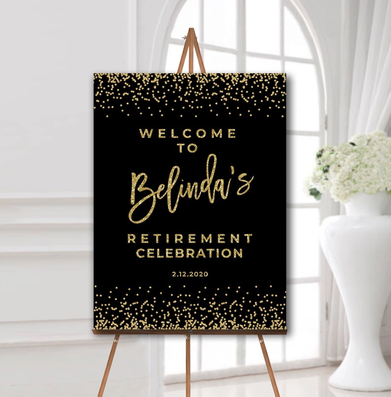 DIGITAL DOWNLOAD Retirement party decorations black and gold Etsy