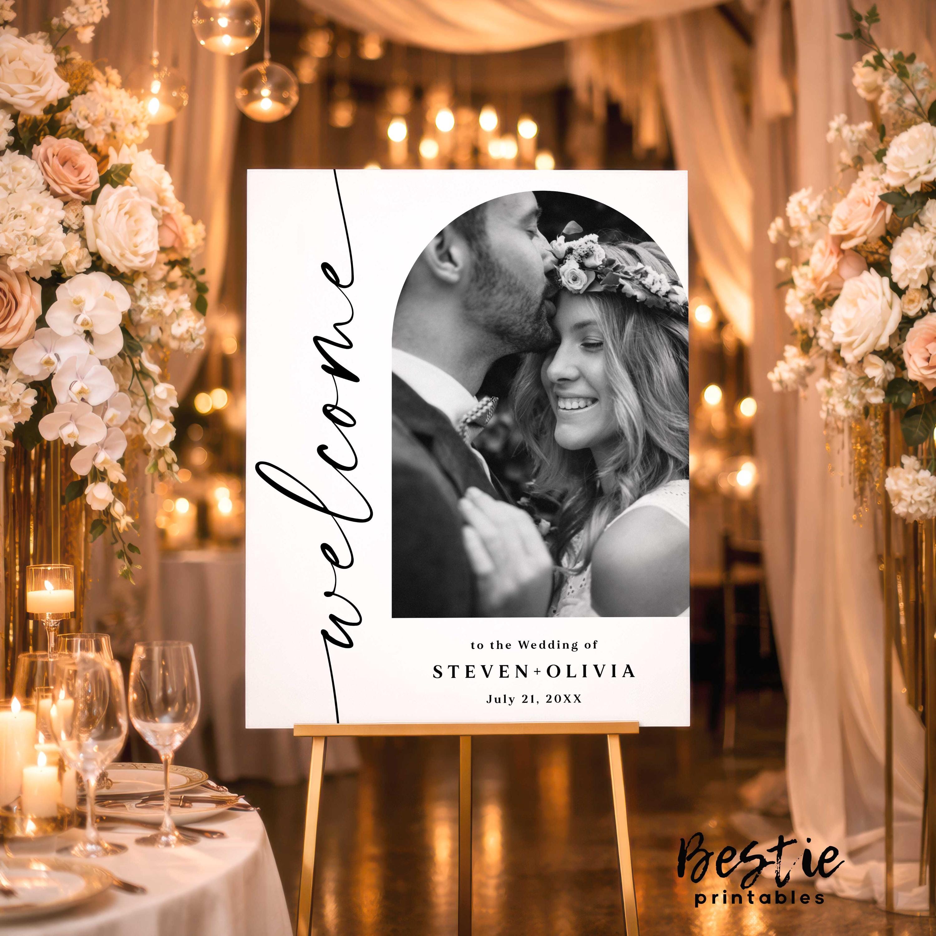 Wedding Photo Welcome Sign, Wedding Decor, Wedding Photo Board
