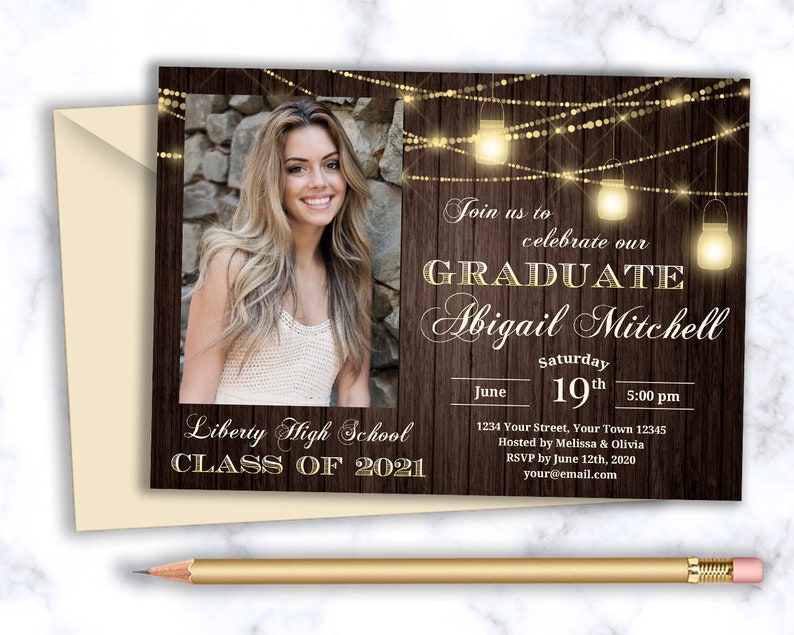 Rustic graduation invitation Rustic high school graduation invitation Rustic graduation invitations with picture with photo image 1