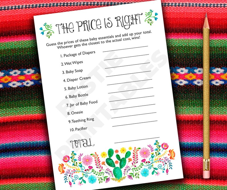 Mexican Theme Baby Shower Game Mexican Theme Baby Shower Etsy