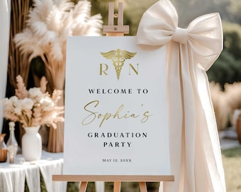 RN graduation party welcome sign, Nurse graduation party decorations minimalist, Nursing school, Rn Bsn Lpn