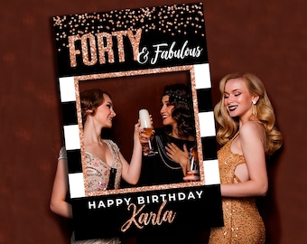 40th birthday photo booth frame rose gold birthday decoration for woman 30th 50th 60th 70th birthday photo frame prop