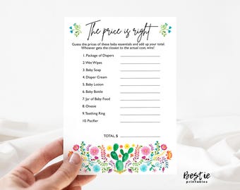 Fiesta baby shower game, The price is right, Mexican theme