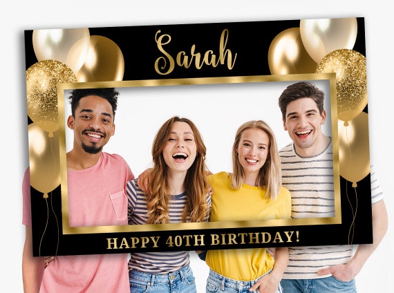 Cornice per selfie del 40 compleanno Decorazioni per feste di compleanno  nere e dorate Regalo per lei Accessori fotografici personalizzati per foto  di compleanno color oro -  Italia