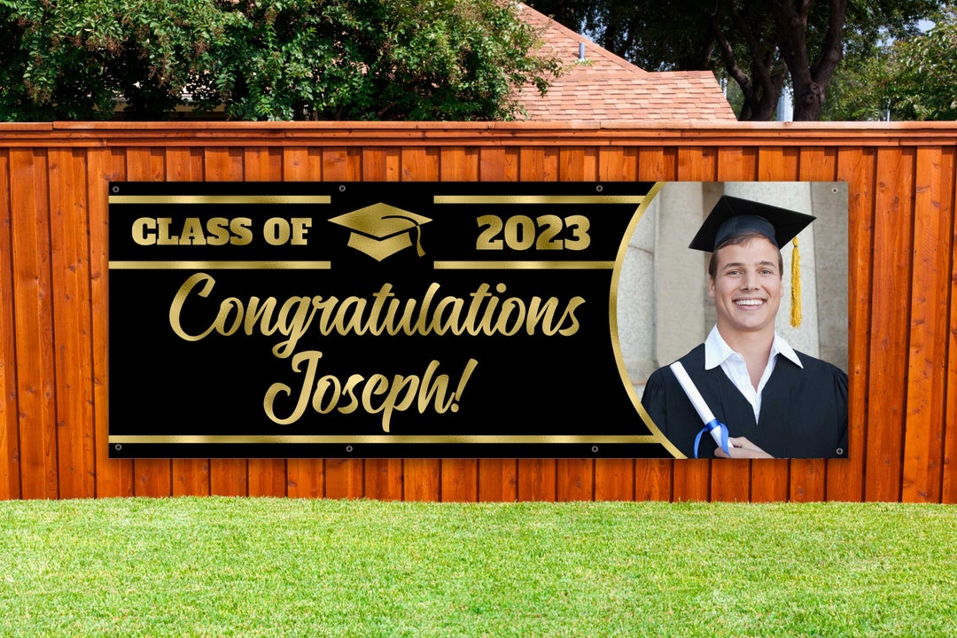 Graduation Banner Outdoor Graduation Banner Black and Gold Etsy