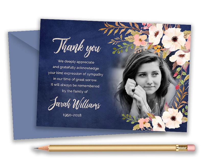 PERSONALIZED Funeral Thank You Card With Photo Funeral Thank Etsy