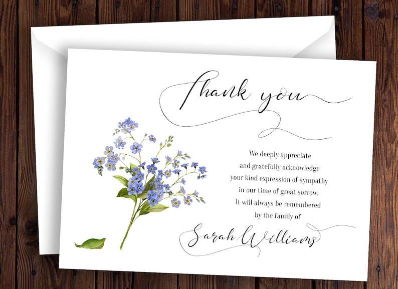 PERSONALIZED Funeral thank you card Sympathy thank you card Etsy