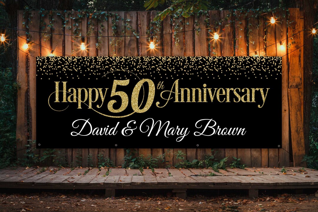 Snow Fair Premium 50th Wedding Anniversary Backdrop Banner main image 1