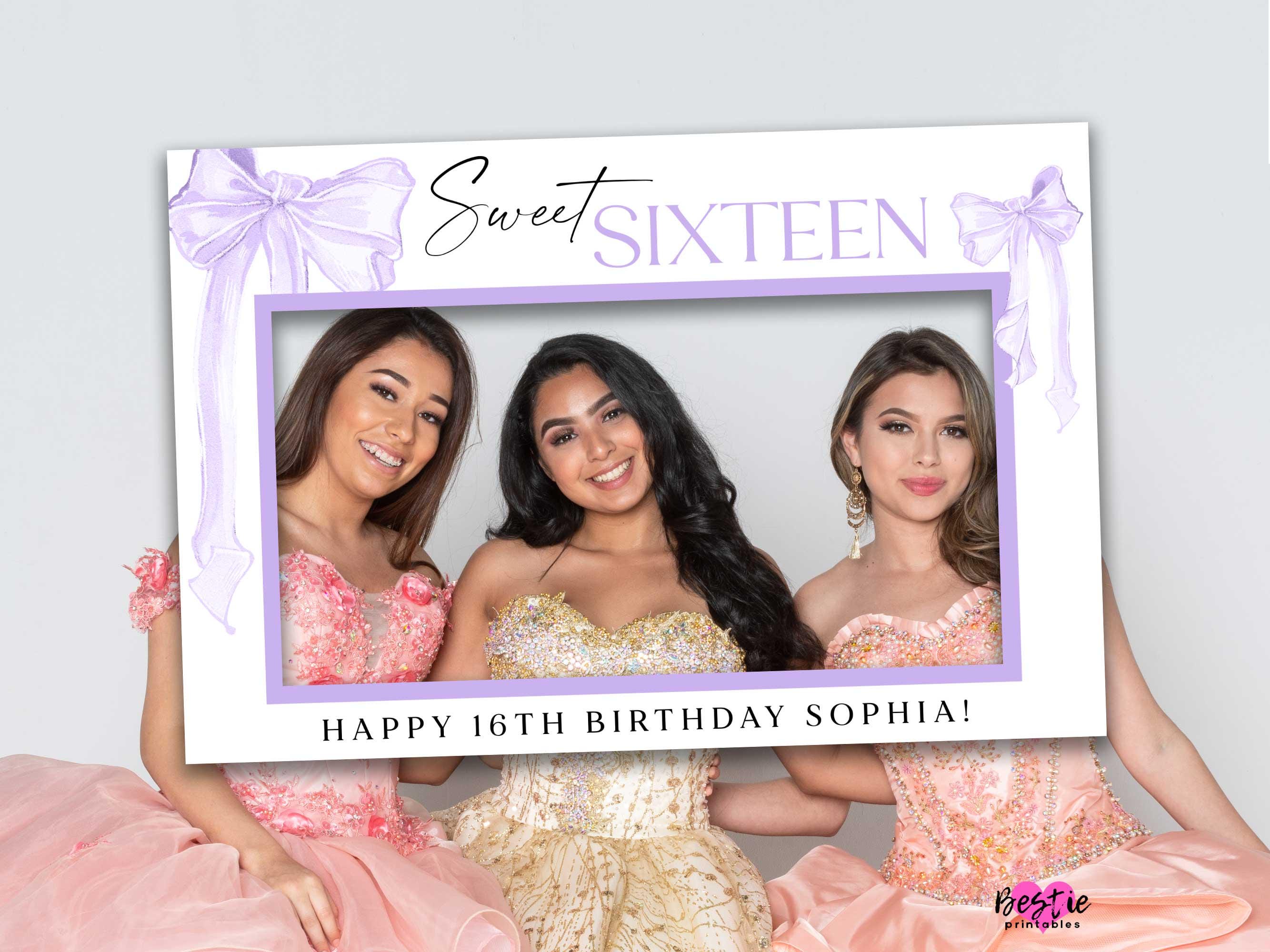 Sweet Sixteen Photo Booth Frame, Lavender Bow Birthday Party Decor ...
