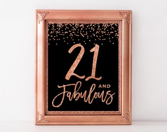 21 och fantastiskt tecken 21-årsdagstecken 21-årsdagsaffisch 21-årsdagsfestdekoration svart och guld Födelsedag 21 DIGITAL NEDLADDNING