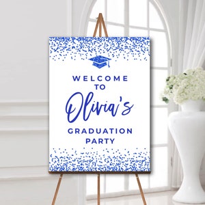 Graduation welcome sign royal blue Graduation welcome poster boy Graduation party decorations royal blue Grad decor