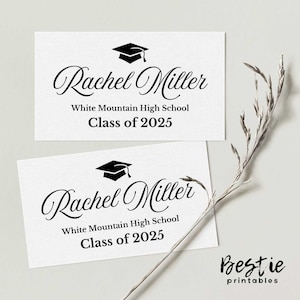 Insertion de carte de visite de remise des diplômes, Cartes personnalisées, Encarts d'invitation à l'obtention du diplôme, Modèle imprimable, Imprimé, Taille carte de visite