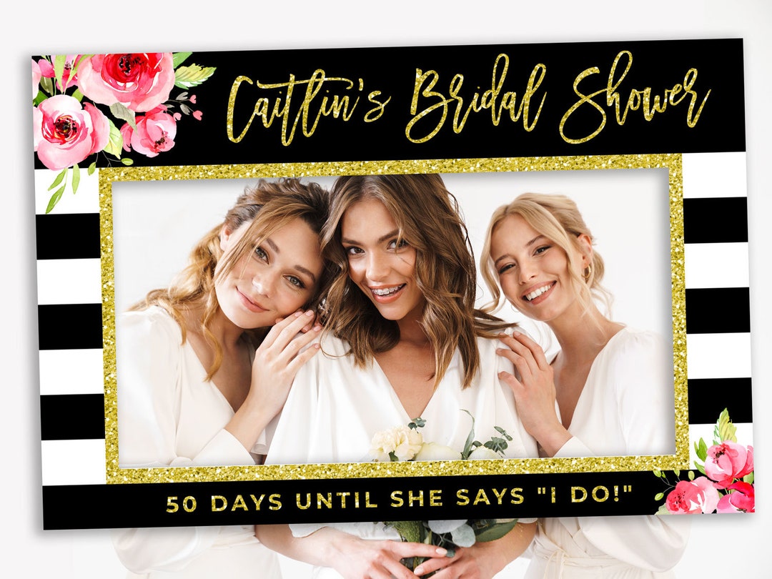 Bridal Shower Photo Booth Frame Pink and Gold Photo Props Bridal Shower