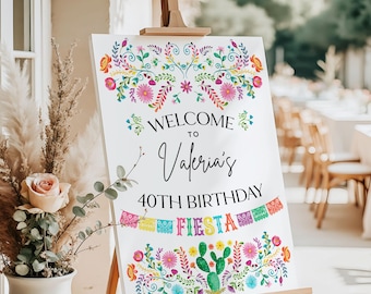 Fiesta birthday welcome sign, Mexican theme poster, 40th birthday, 21st birthday