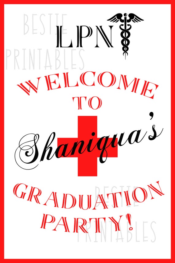 Printable Nursing Graduation Party Decoration Red White Nurse Etsy