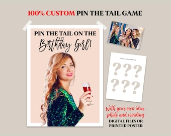 Juego de fiesta personalizado "Ponle la cola al burro", personalizado con tu foto y texto