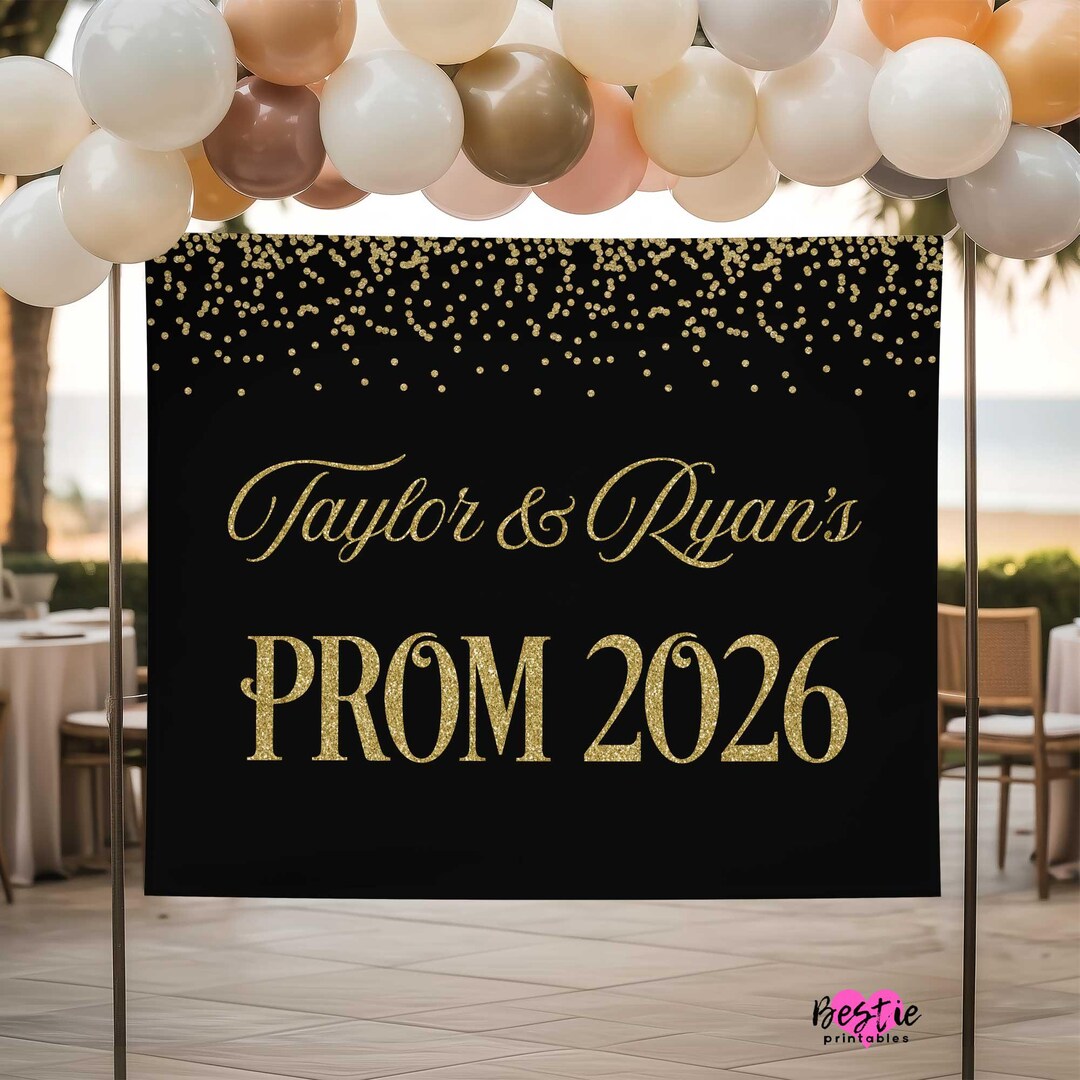 Prom Send off Backdrop, Black and Gold Decor (vinyl Banner or Digital ...