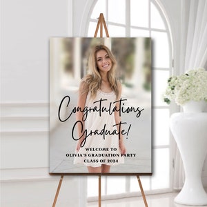 SALE Graduation welcome sign personalized, Graduation board with picture, Graduation party poster, Congratulations graduate banner