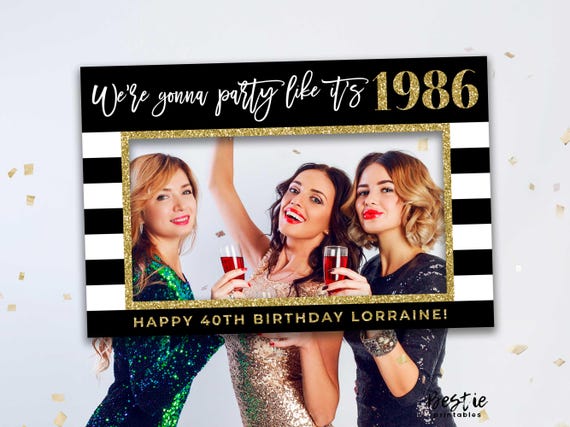 32 Accessori Per Selfie Per 40° Compleanno - Decorazioni Feste Con Bastoncini Per Foto, Tema Nero E Oro