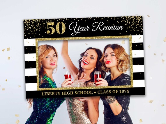 20-jähriges Klassentreffen Hintergrund – 1,5x2,1 M, Schwarz-Gold – Fotohintergrund & Partydeko