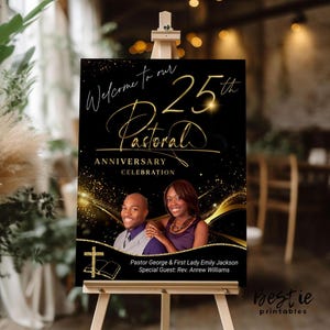 Pastoral anniversary welcome sign with photo, Church anniversary, Pastor appreciation, Poster board, Pastor anniversary banquet