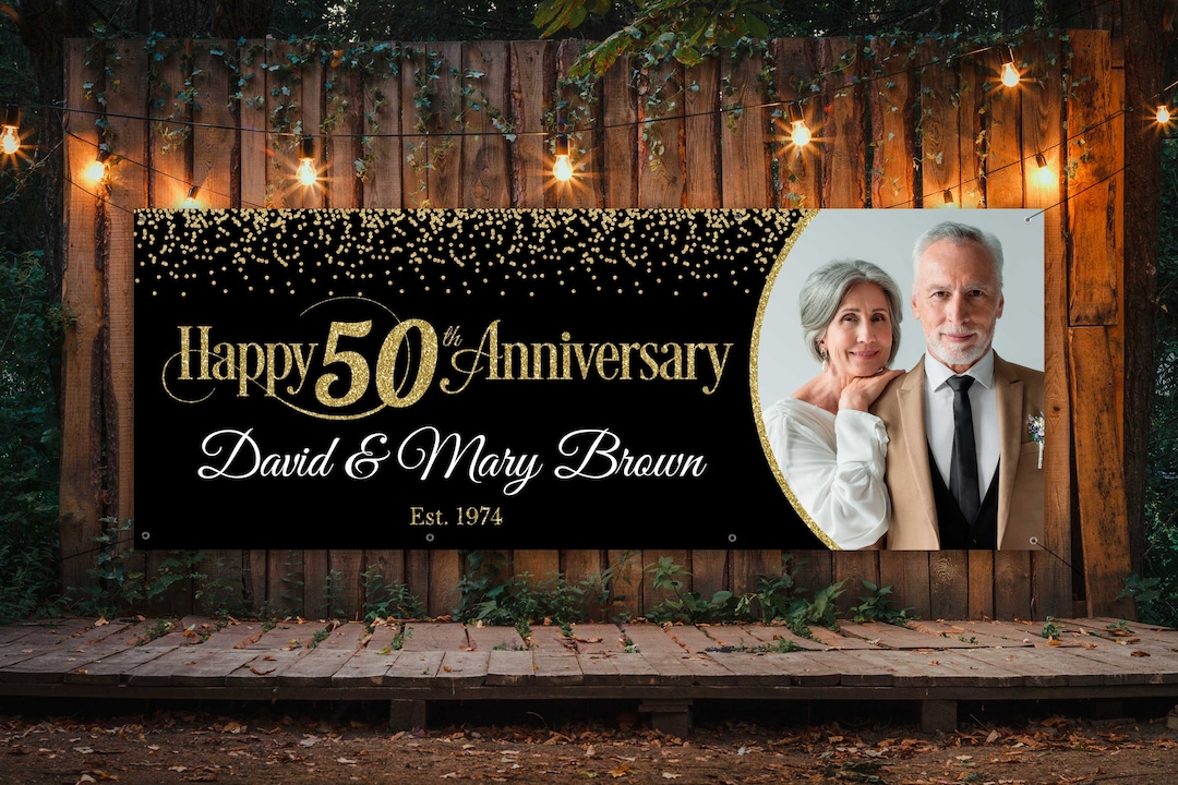 50th Wedding Anniversary Banner Anniversary Decor Black and - Etsy