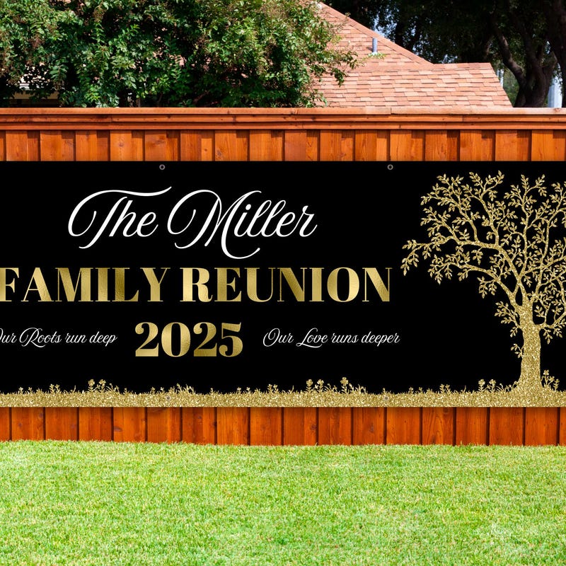 Black Purple Tree Custom Family Reunion Backdrop main image 0