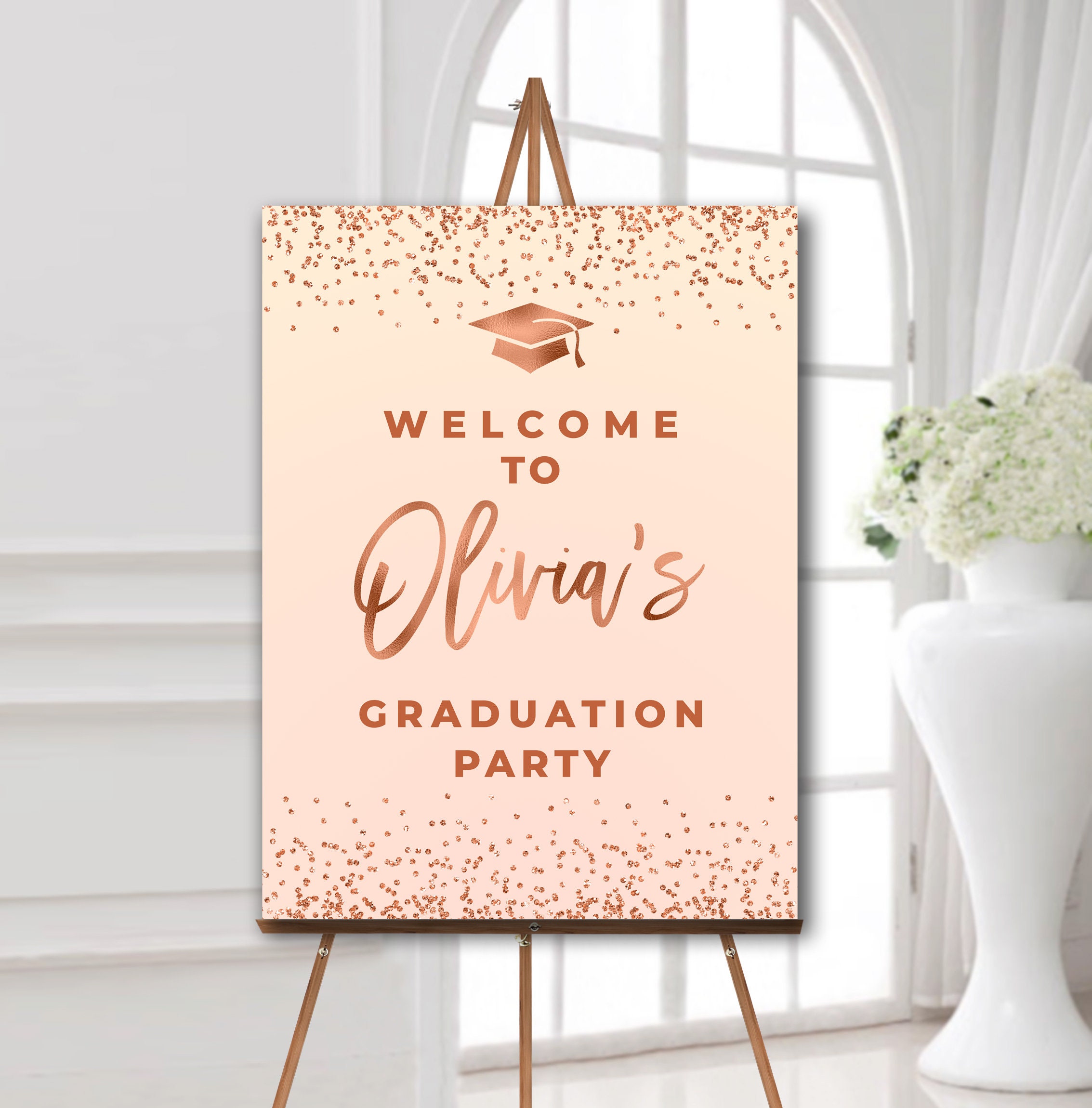 DIGITAL OR PRINTED Rose gold graduation sign Rose gold Etsy