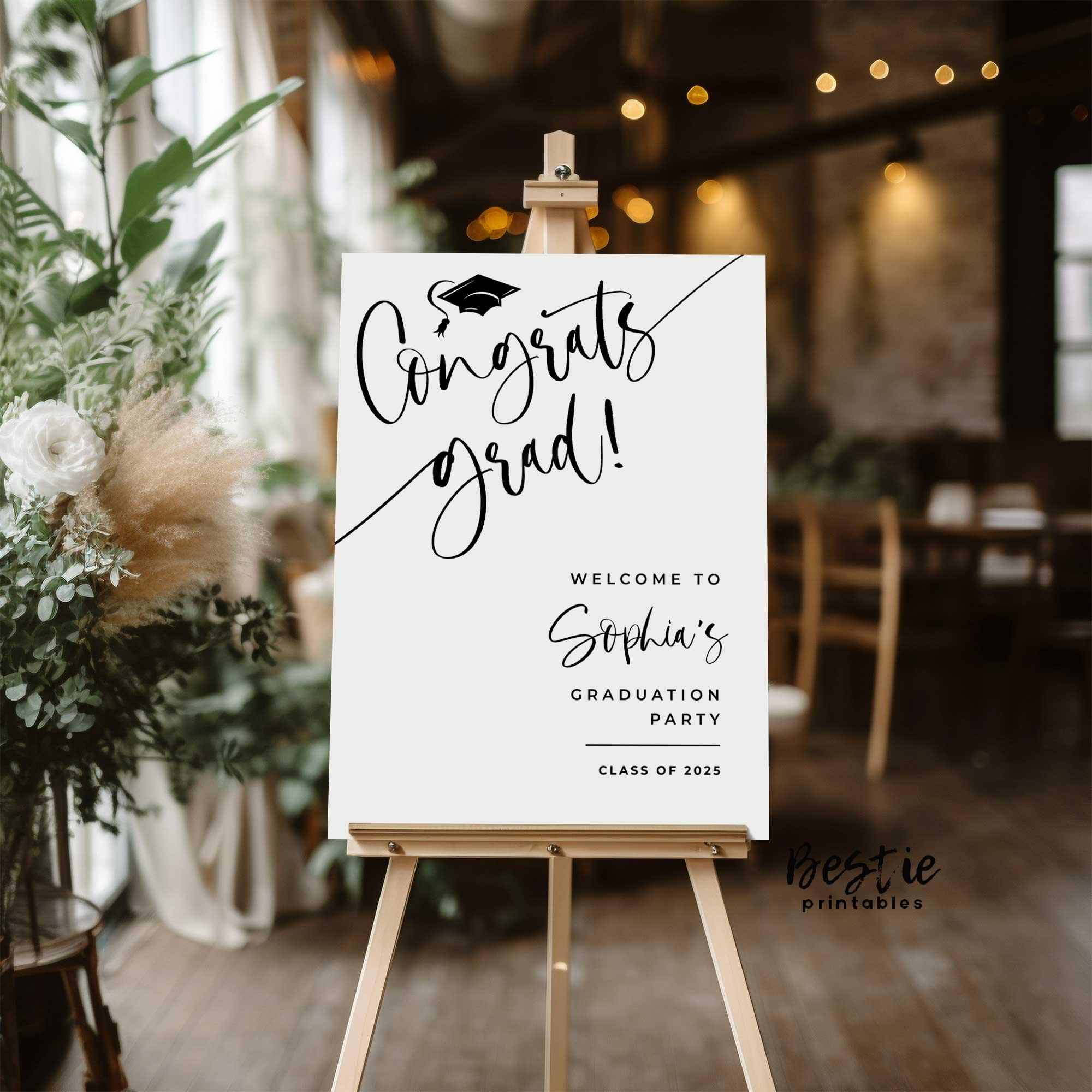 Graduation Sign In Small Modern Graduation Welcome Sign, Minimalist Party Decor (digital or ...