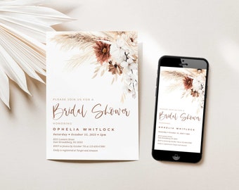 Boho bridal shower invitation digital Boho floral bridal shower invitation Bohemian bridal shower invitations Boho bridal shower invite