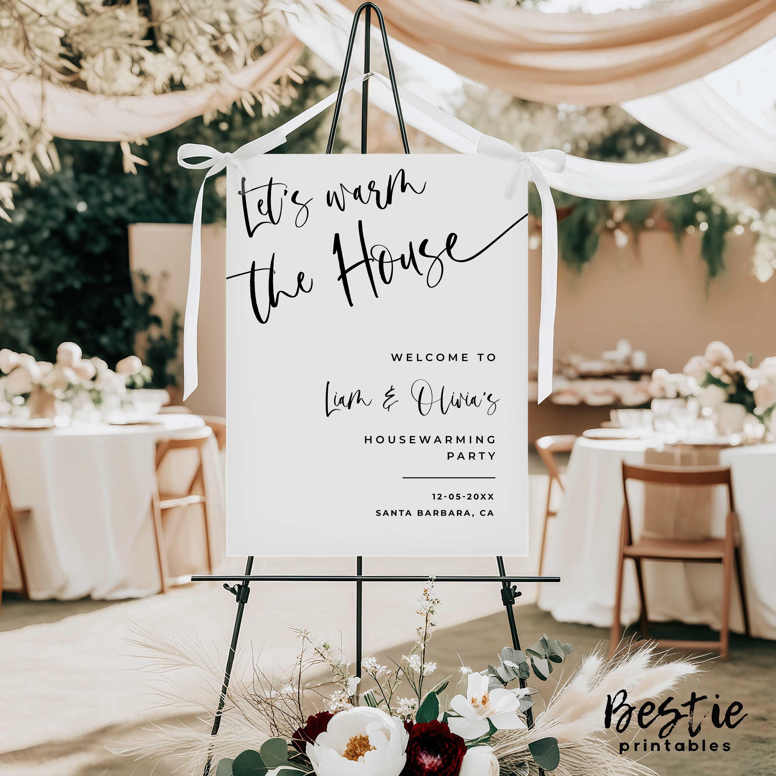 Housewarming Party Welcome Sign, Let's Warm the House (poster