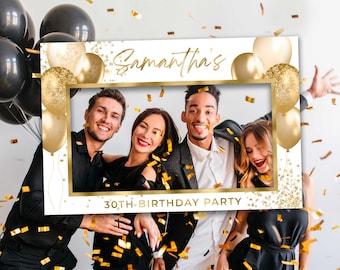 30th birthday selfie board, Birthday party decorations gold, Gift for her, Birthday photo props, 40th birthday frame, Any age, Personalized