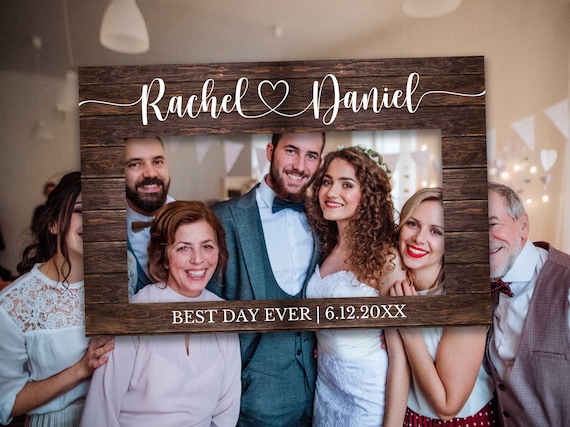 Marco de accesorios para fotos de boda, letrero fotográfico