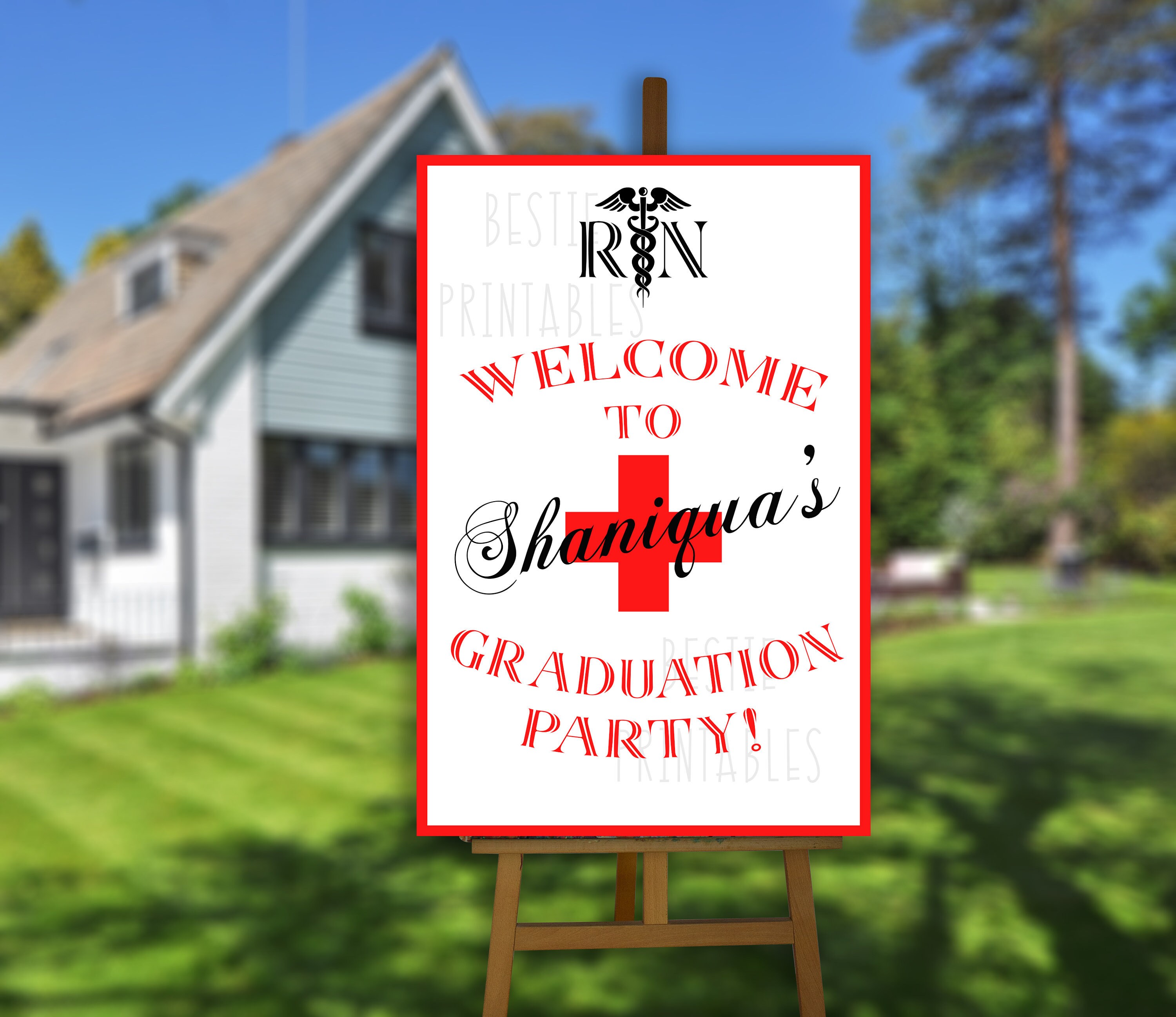 Printable Nursing Graduation Party Decoration Red White Nurse Etsy