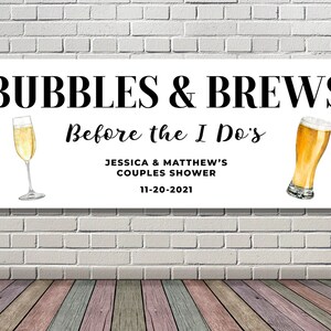 Bubbles and Brews vor dem Idos Banner Bubbles and Brews Banner Bubbles and Brews Zeichen Bubbles and Brews Paare Dusche