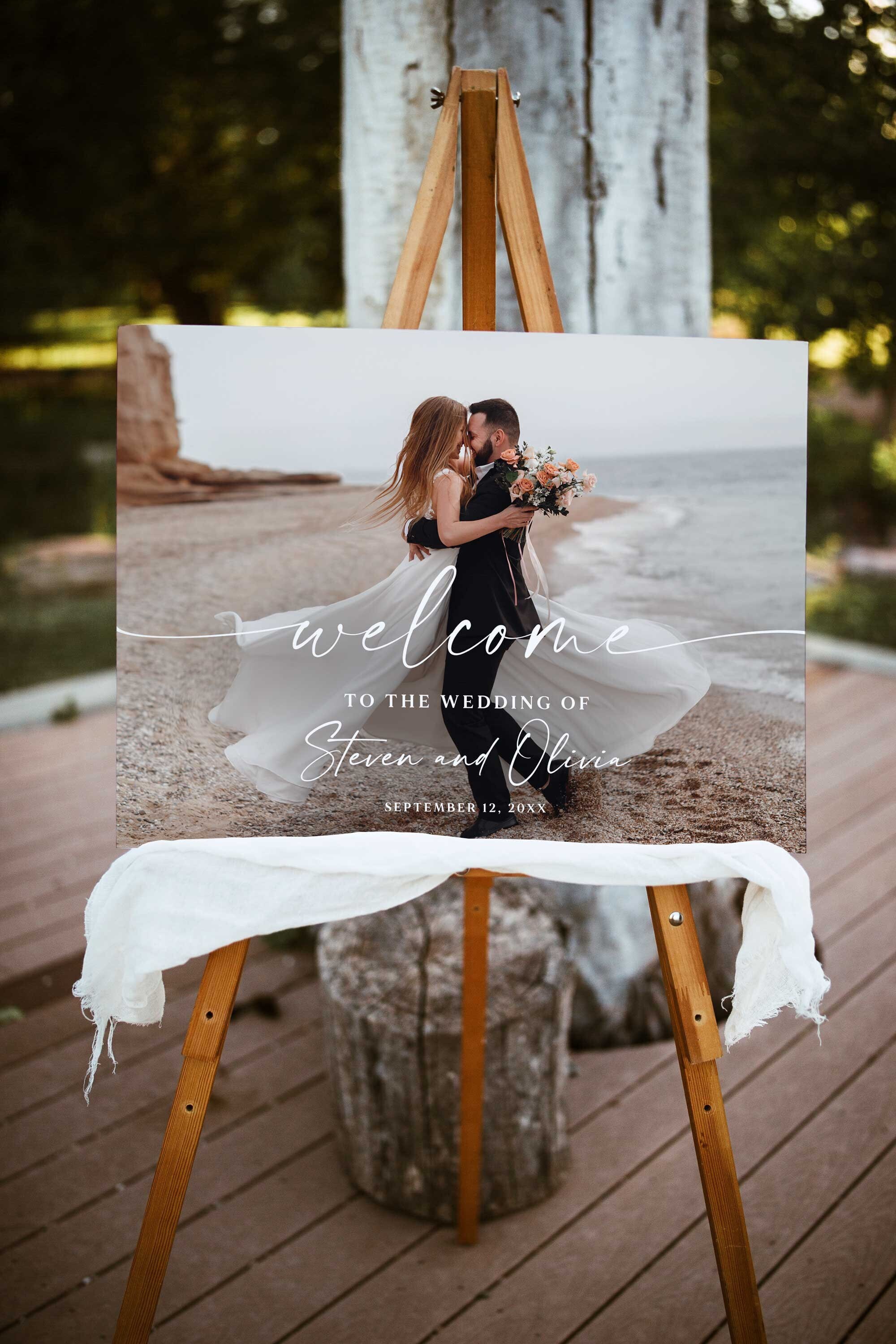 Photo Welcome Wedding Sign, Landscape Wedding Board, Reception