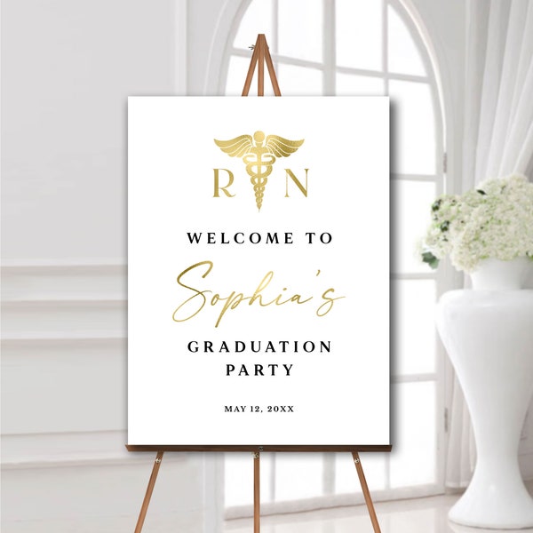 Nurse graduation party welcome sign, Nursing graduation party decorations minimalist, Rn Bsn Lpn