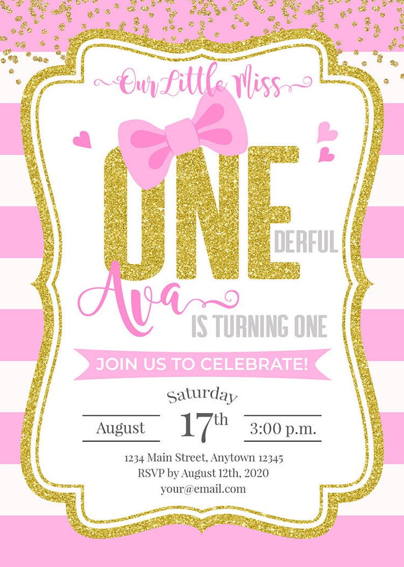 PERSONALIZED Miss Onederful Birthday Invitation 1st Birthday Etsy