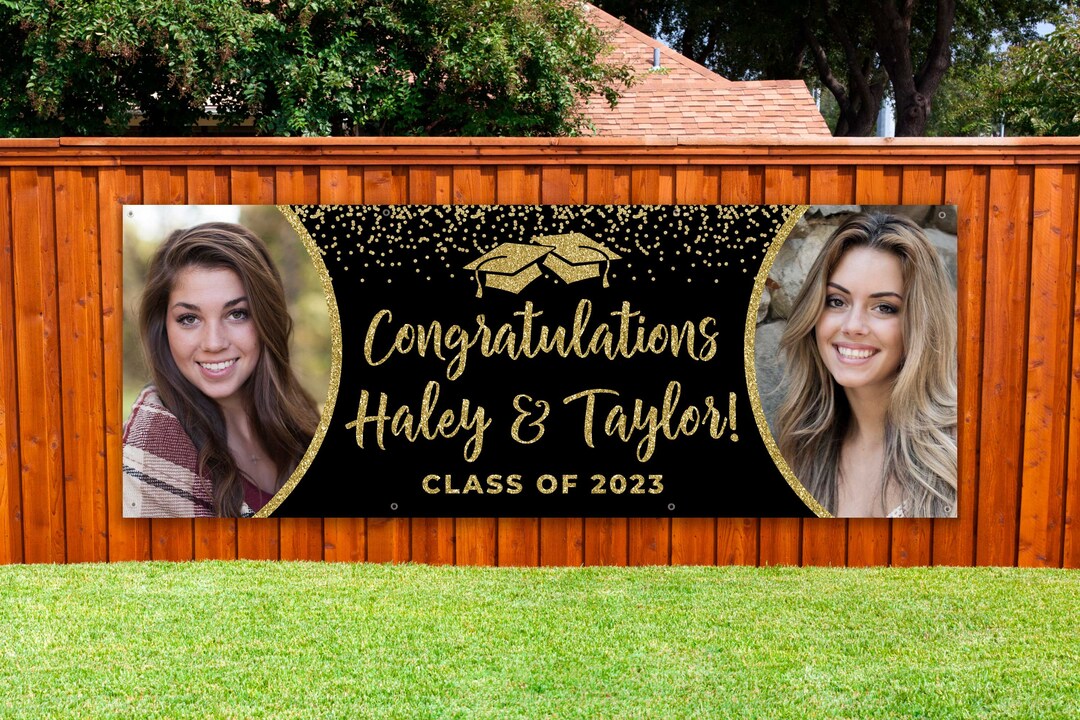 Twin Graduation Banner Twin Graduation Party Decoration Twin Etsy